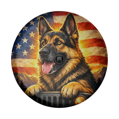 German Shepherd Wheel Cover - Leather Spare Tire Cover