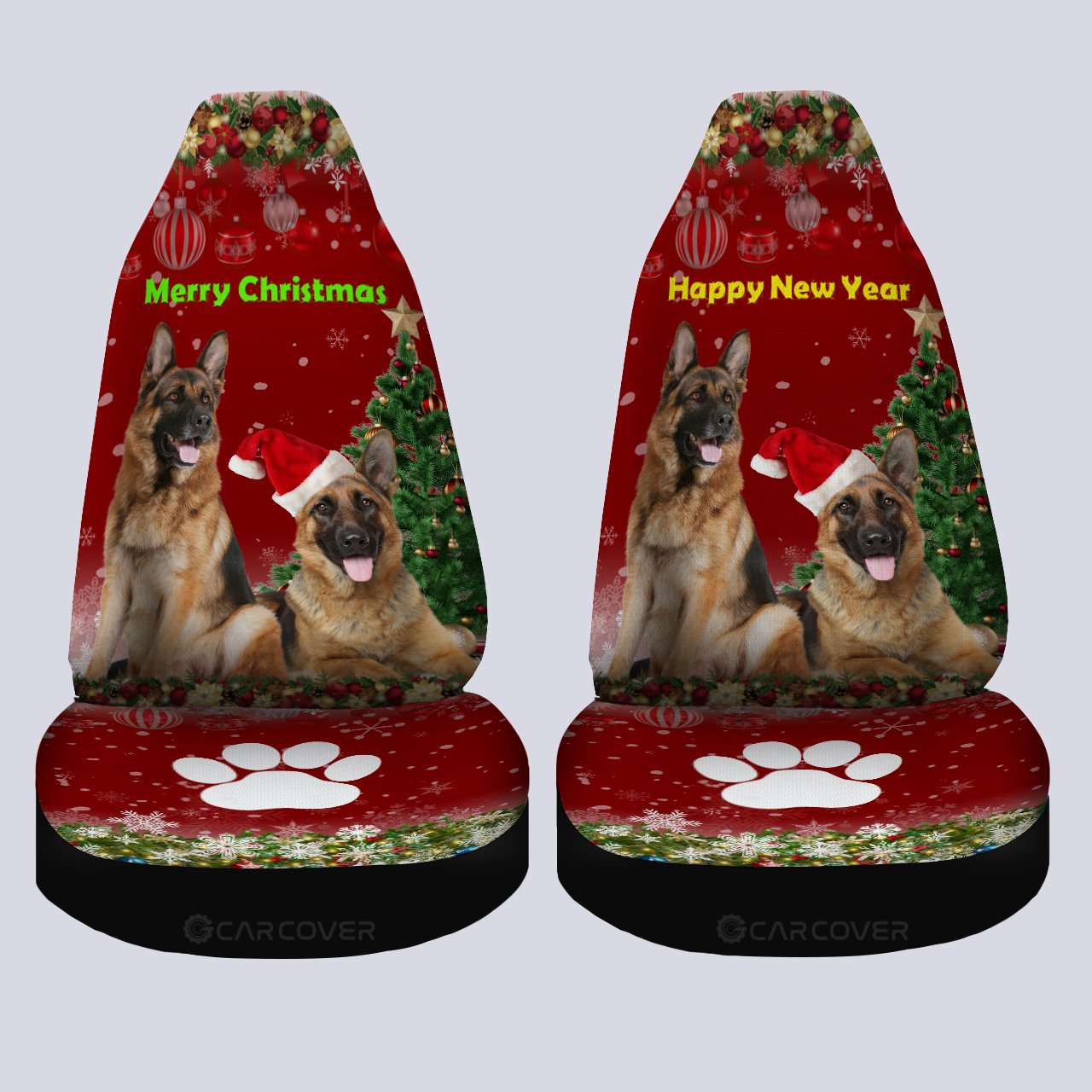 German Shepherds Car Seat Covers Custom Christmas Car Accessories For Dog Lovers