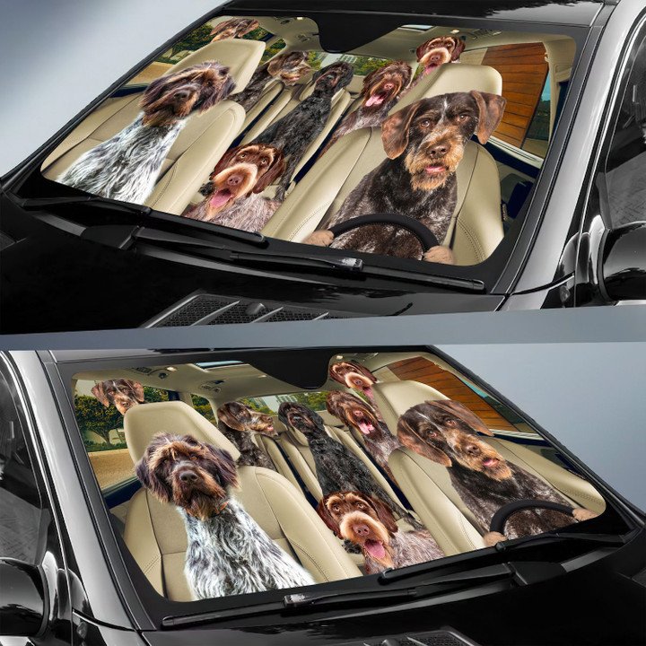 German Wirehaired Pointer Car All Over Printed 3D Sun Shade