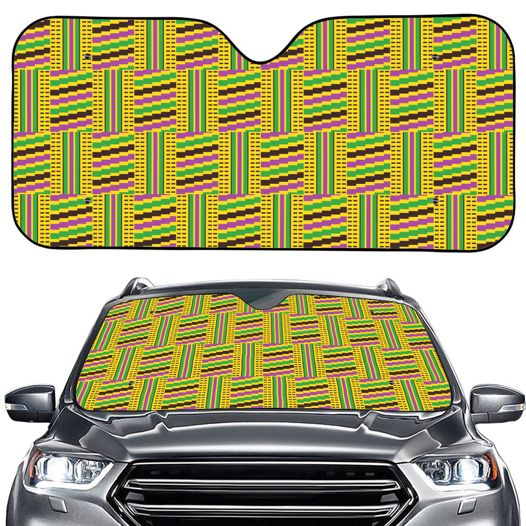 Ghana Kente Pattern Print Car Windshield Sun Shade