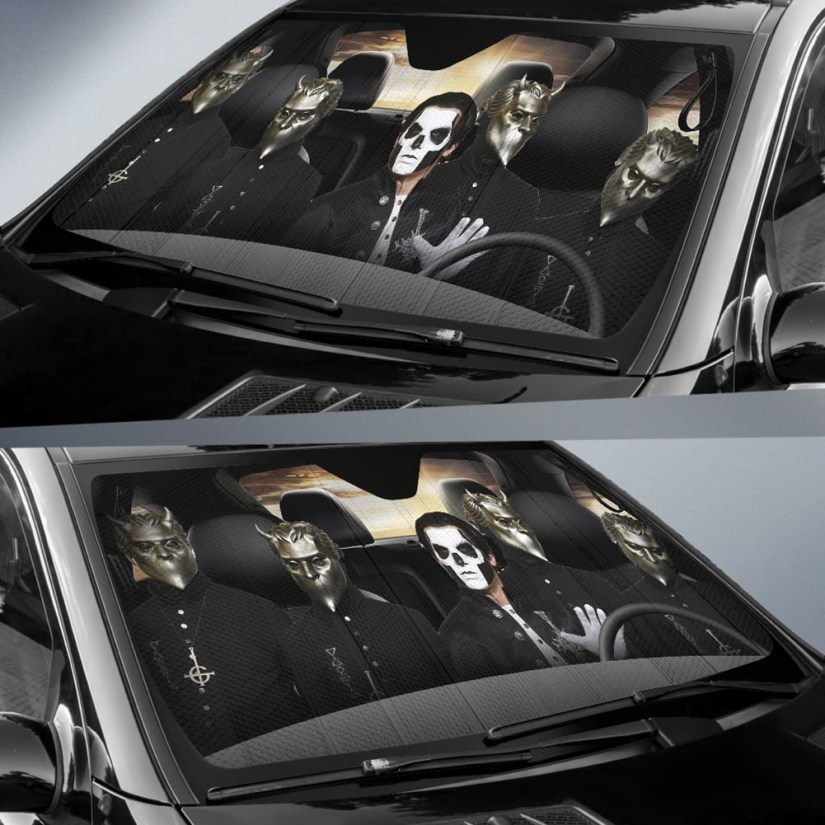 Ghost Band Car Auto Sun Shade For Metal Fan Gift Idea Universal Fit 174503