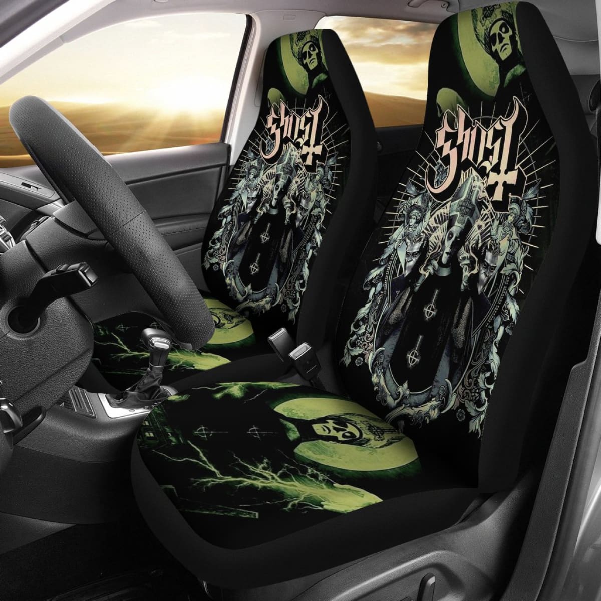 Ghost Car Seat Covers Metal Rock Band Fan Gift Idea Universal Fit 194801