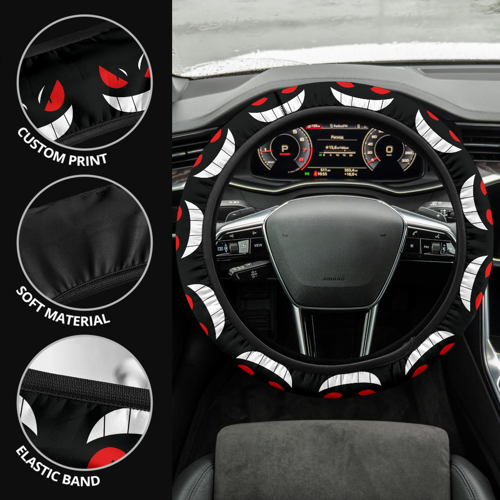 Ghost Gengar Face Premium Custom Car Steering Wheel Cover
