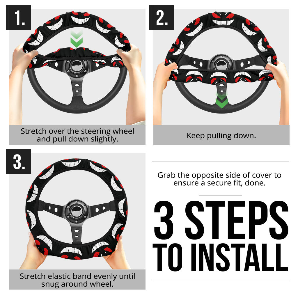 Ghost Gengar Face Premium Custom Car Steering Wheel Cover