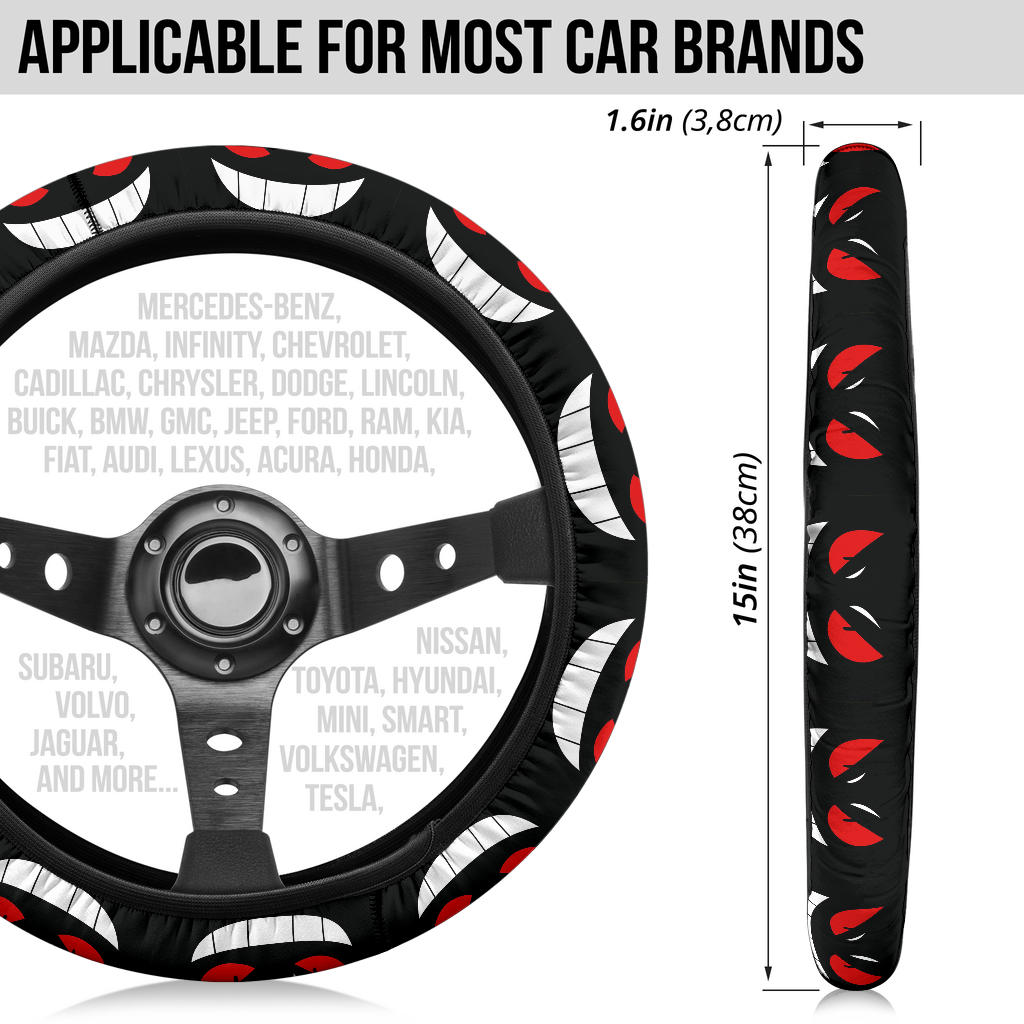 Ghost Gengar Face Premium Custom Car Steering Wheel Cover