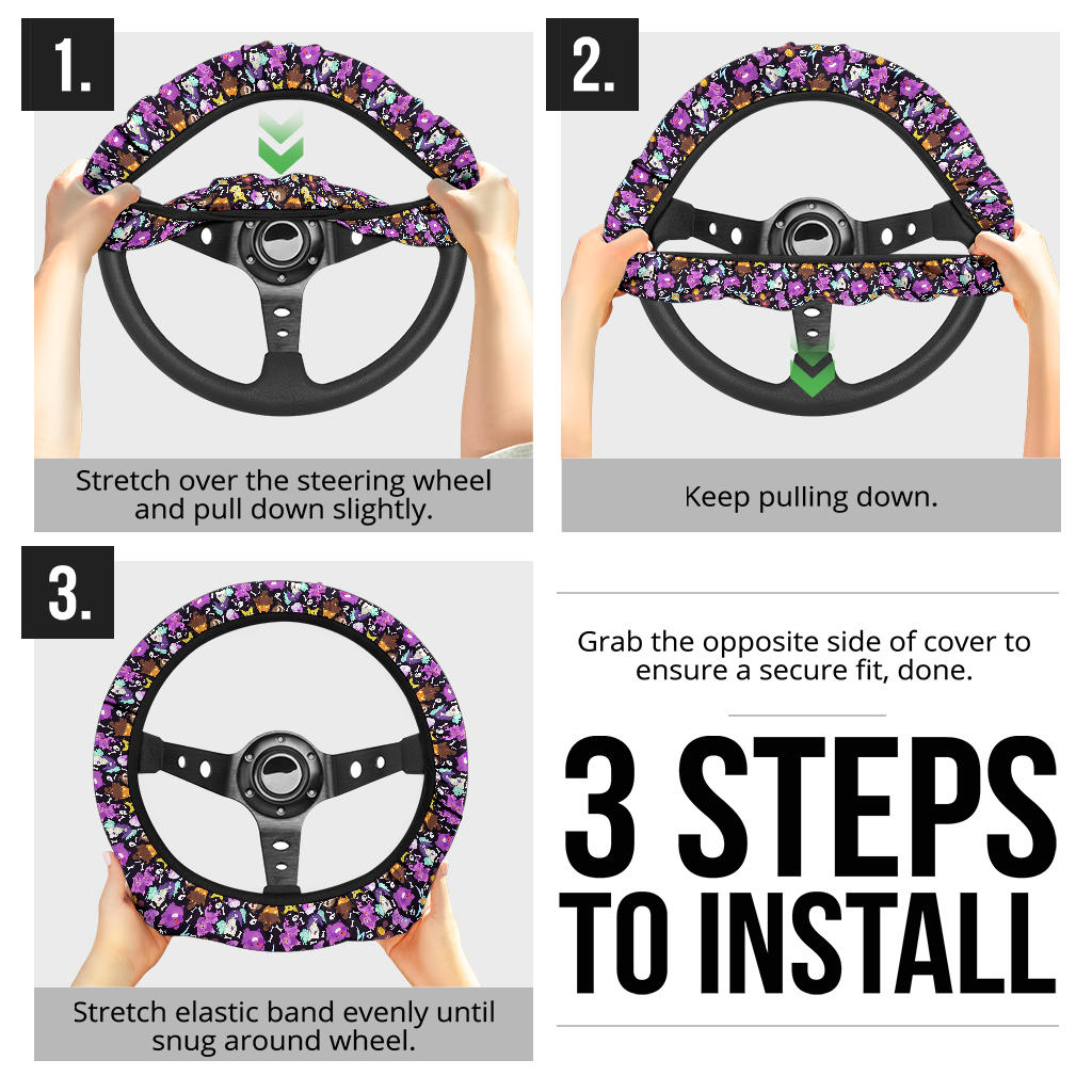 Ghost Kawai Premium Car Steering Wheel Cover