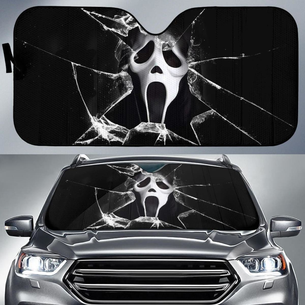 Ghostface Car Auto Sun Shade Broken Glass Style Universal Fit 174503
