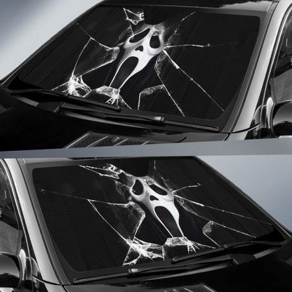 Ghostface Car Auto Sun Shade Broken Glass Style Universal Fit 174503