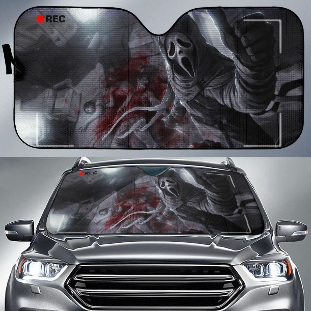 Ghostface Scream Record Auto Sun Shade Nh07 Universal Fit 111204