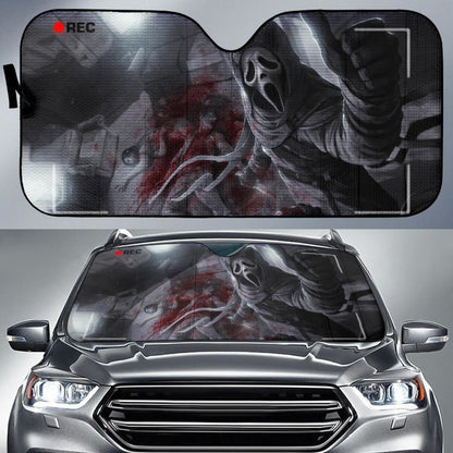 Ghostface Scream Record Auto Sun Shade Nh07 Universal Fit 111204
