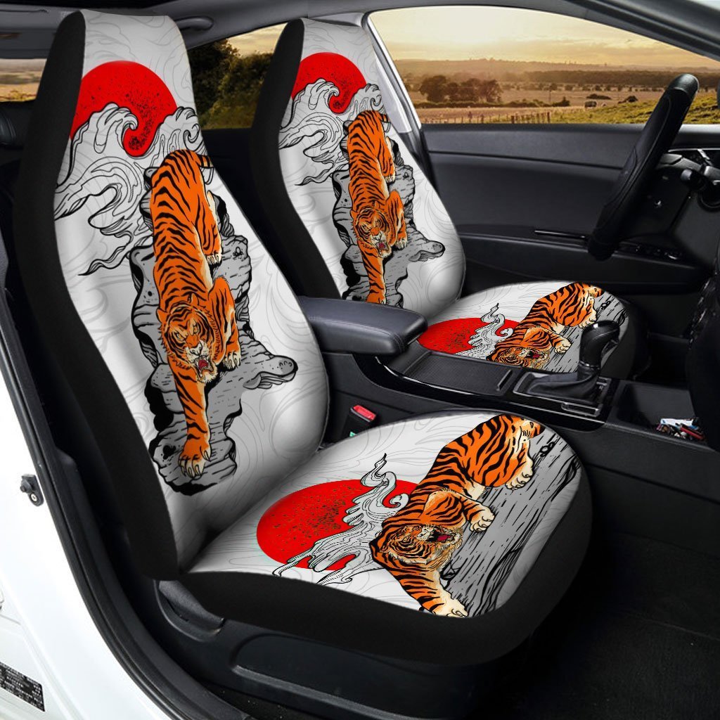 Gift For Dad  Tiger Car Seat Covers Custom Japanese Artwork