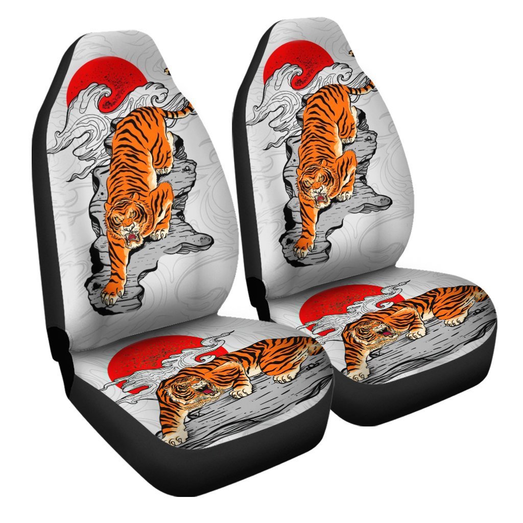 Gift For Dad  Tiger Car Seat Covers Custom Japanese Artwork