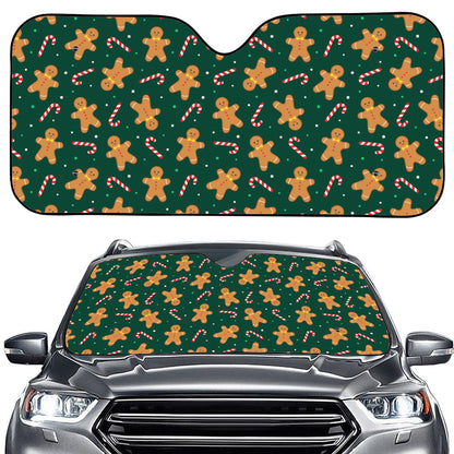 Gingerbread Man Cookies Pattern Print Car Windshield Sun Shade