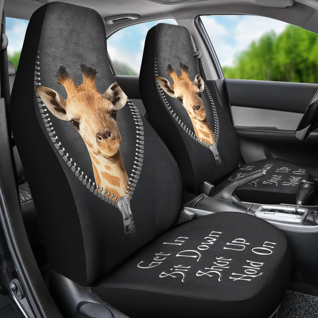 Giraffe Get In Sit Down Shut Up Hold On Zipper Car Seat Covers