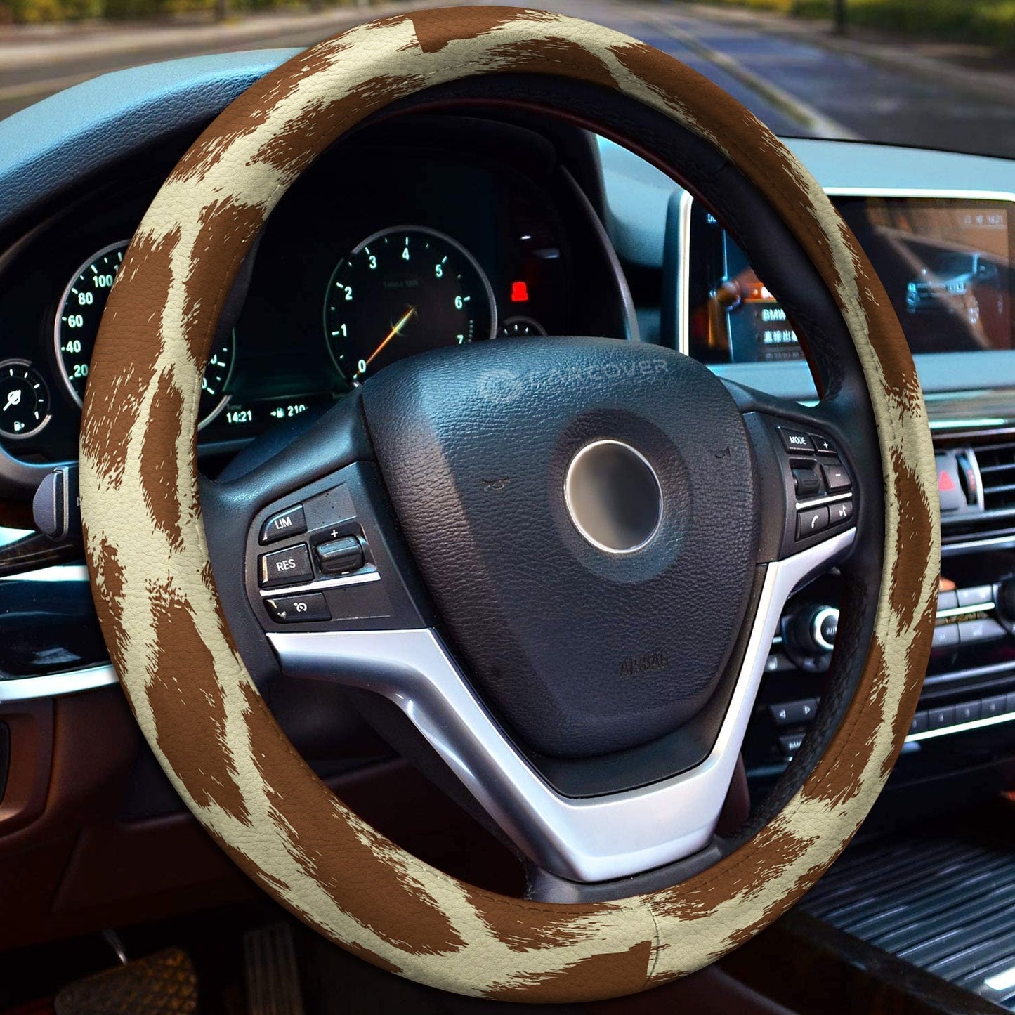 Giraffe Steering Wheel Cover Custom Animal Skin Printed Car Interior Accessories