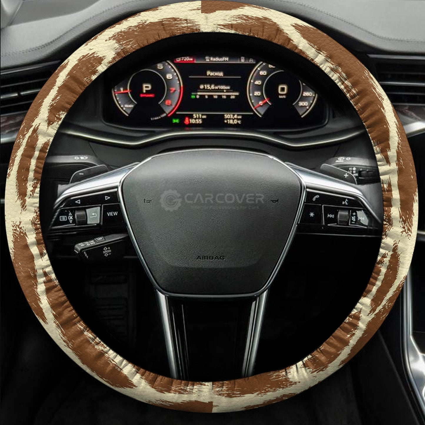 Giraffe Steering Wheel Cover Custom Animal Skin Printed Car Interior Accessories