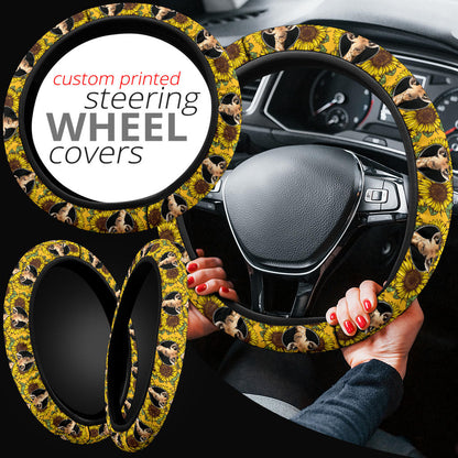 Giraffe Sunflower Car Steering Wheel Cover