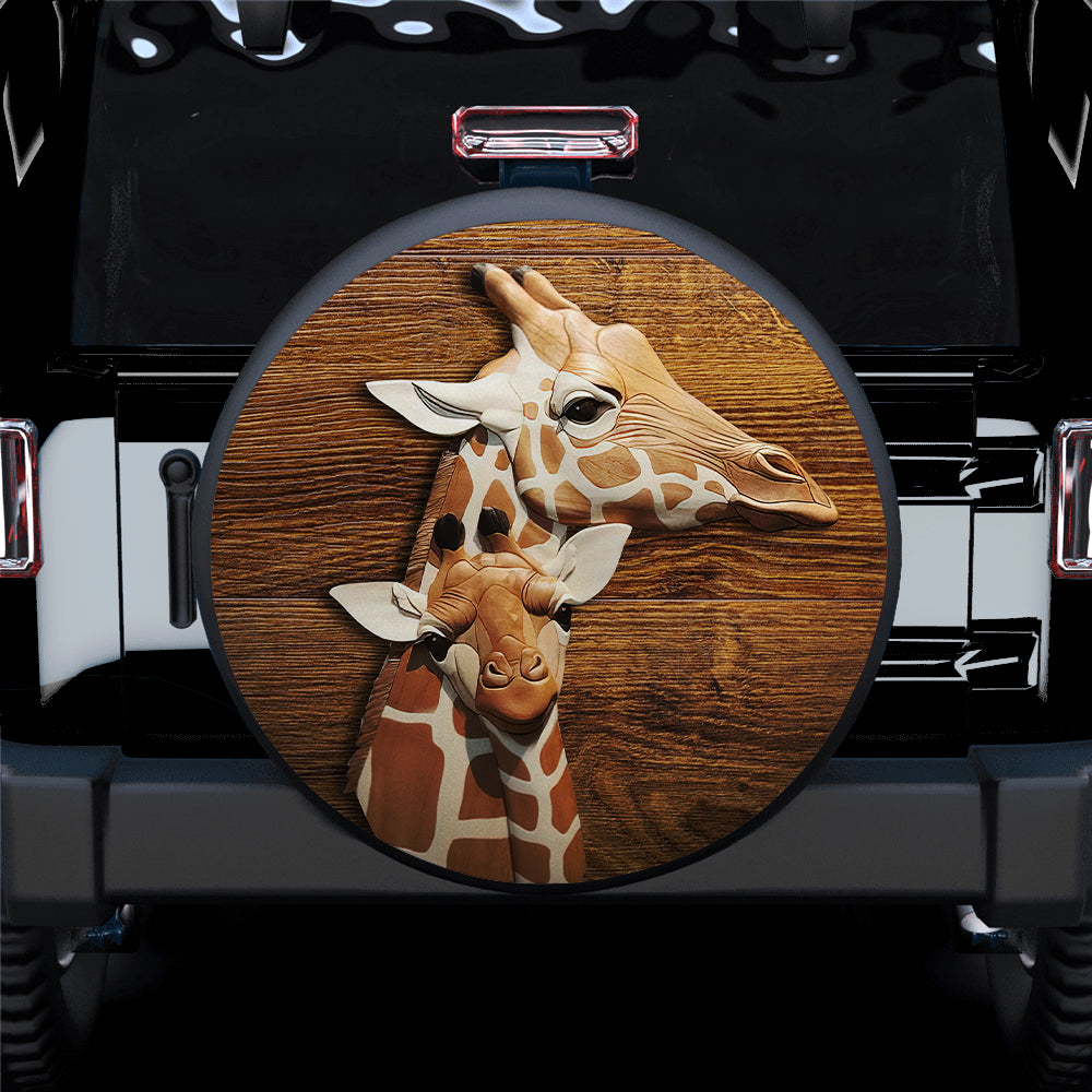 Giraffe Wooden 3D Car Spare Tire Cover