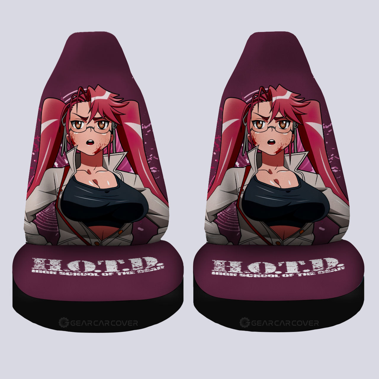 Girl Saya Takagi Car Seat Covers Custom High School Of The Dead Car Accessories