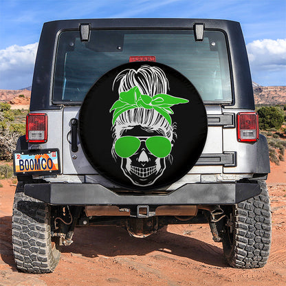 Girl Skull Green Car Spare Tire Cover