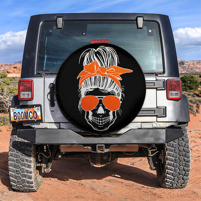 Girl Skull Orange Car Spare Tire Cover