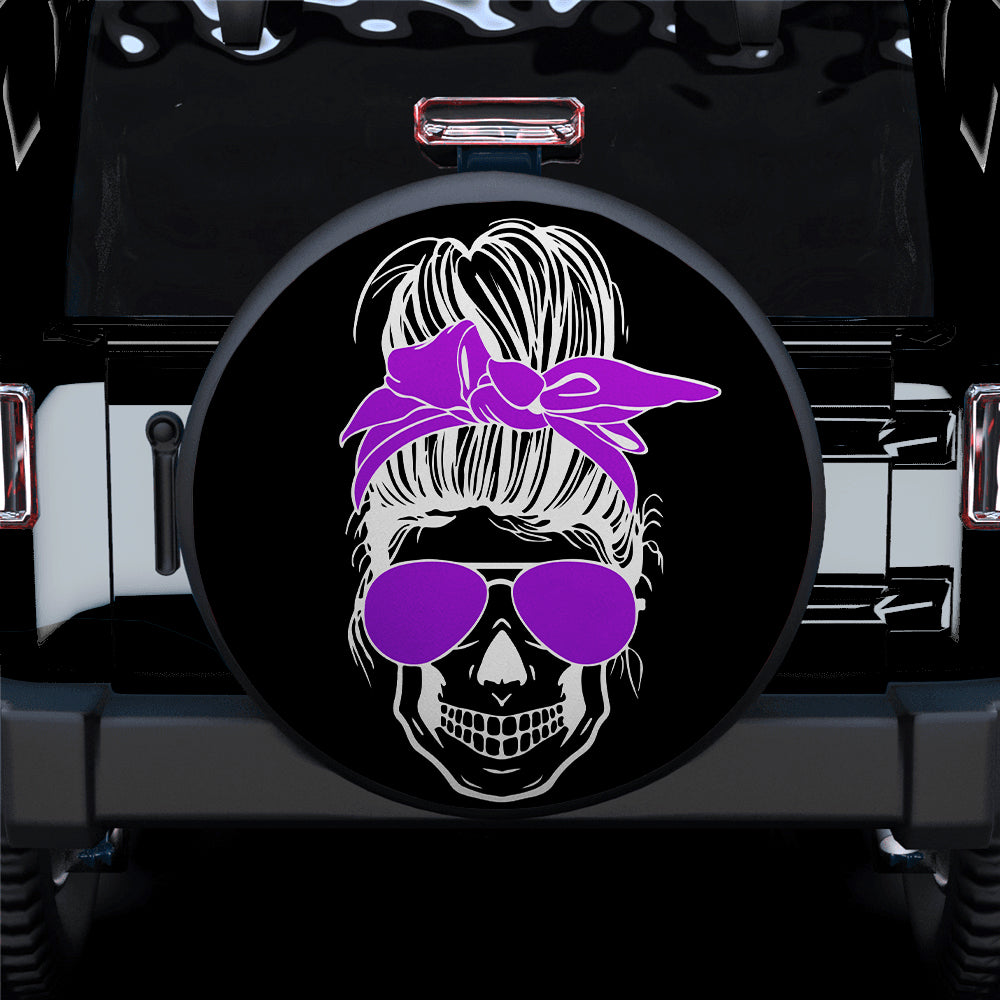 Girl Skull Purple Car Spare Tire Cover