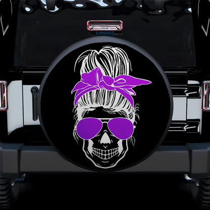 Girl Skull Purple Car Spare Tire Cover