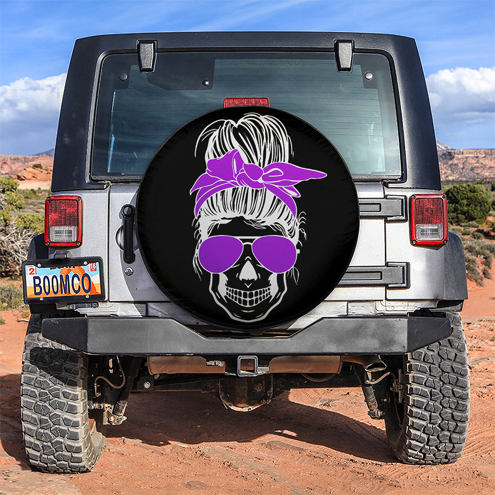 Girl Skull Purple Car Spare Tire Cover