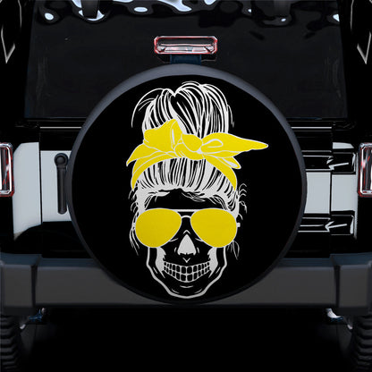 Girl Skull Yellow Car Spare Tire Cover