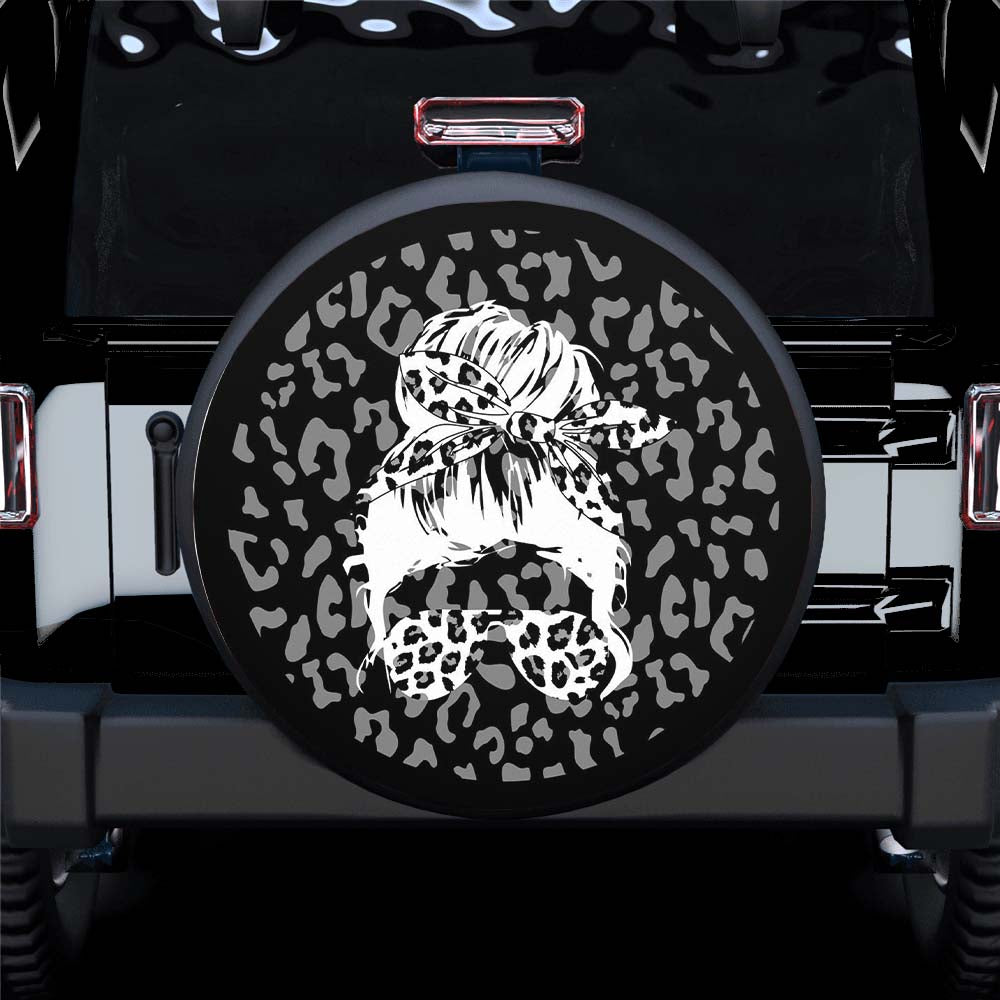Girl with Leopard Cheetah Print Sunglasses (Any COLOR) Spare Tire Cover