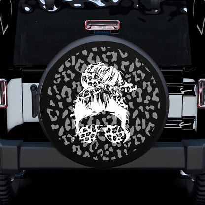 Girl with Leopard Cheetah Print Sunglasses (Any COLOR) Spare Tire Cover