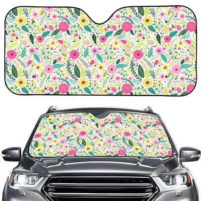 Girly Spring Flower Pattern Print Car Windshield Sun Shade