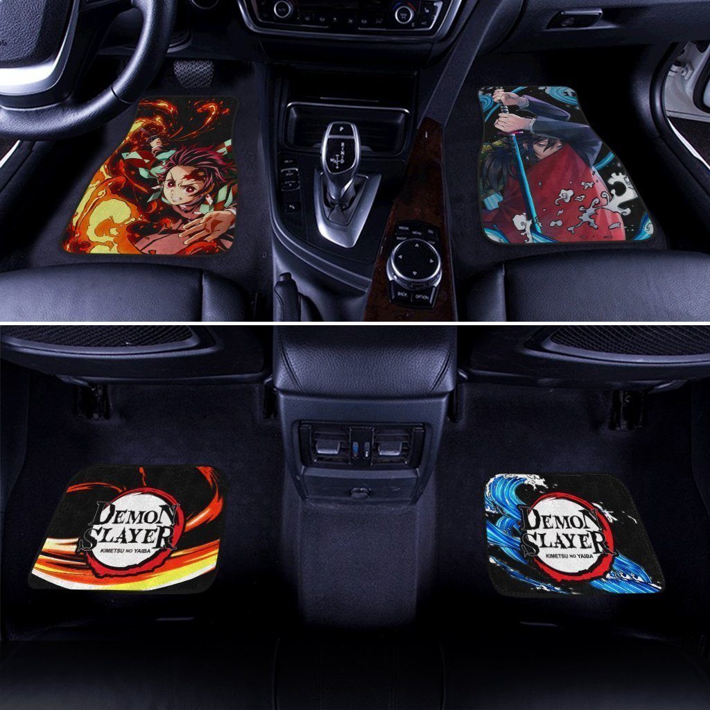 Giyuu And Tanjiro Car Floor Mats Custom Breathing Demon Slayer Anime Car Accessories
