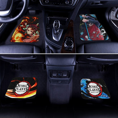 Giyuu And Tanjiro Car Floor Mats Custom Breathing Demon Slayer Anime Car Accessories