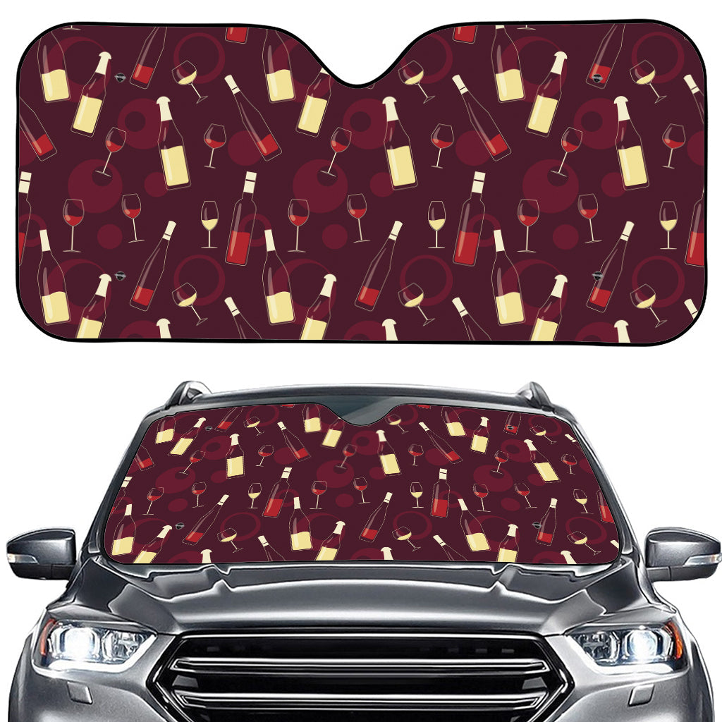 Glasses And Bottles Of Wine Print Car Windshield Sun Shade