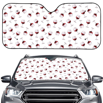 Glasses Of Wine Pattern Print Car Windshield Sun Shade