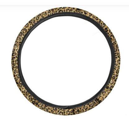 Glitter Gold Leopard Print Car Steering Wheel Cover