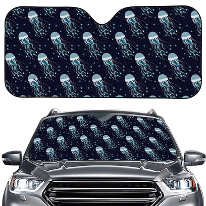 Glowing Jellyfish Pattern Print Car Windshield Sun Shade