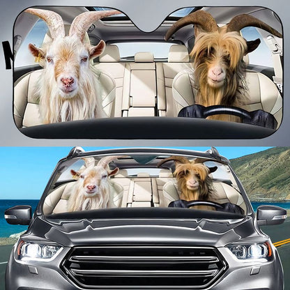 Goat Car All Over Printed 3D Sun Shade