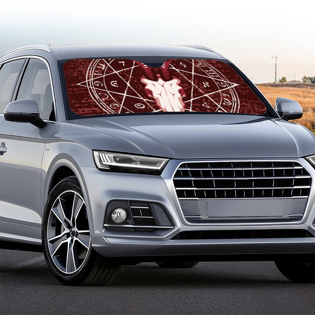Goat Skull Pentagram Print Car Windshield Sun Shade
