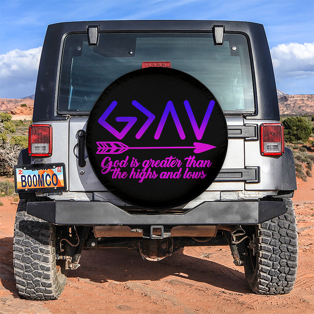 God Is Greater Than The Highs And Lows Jeep Car Spare Tire Cover