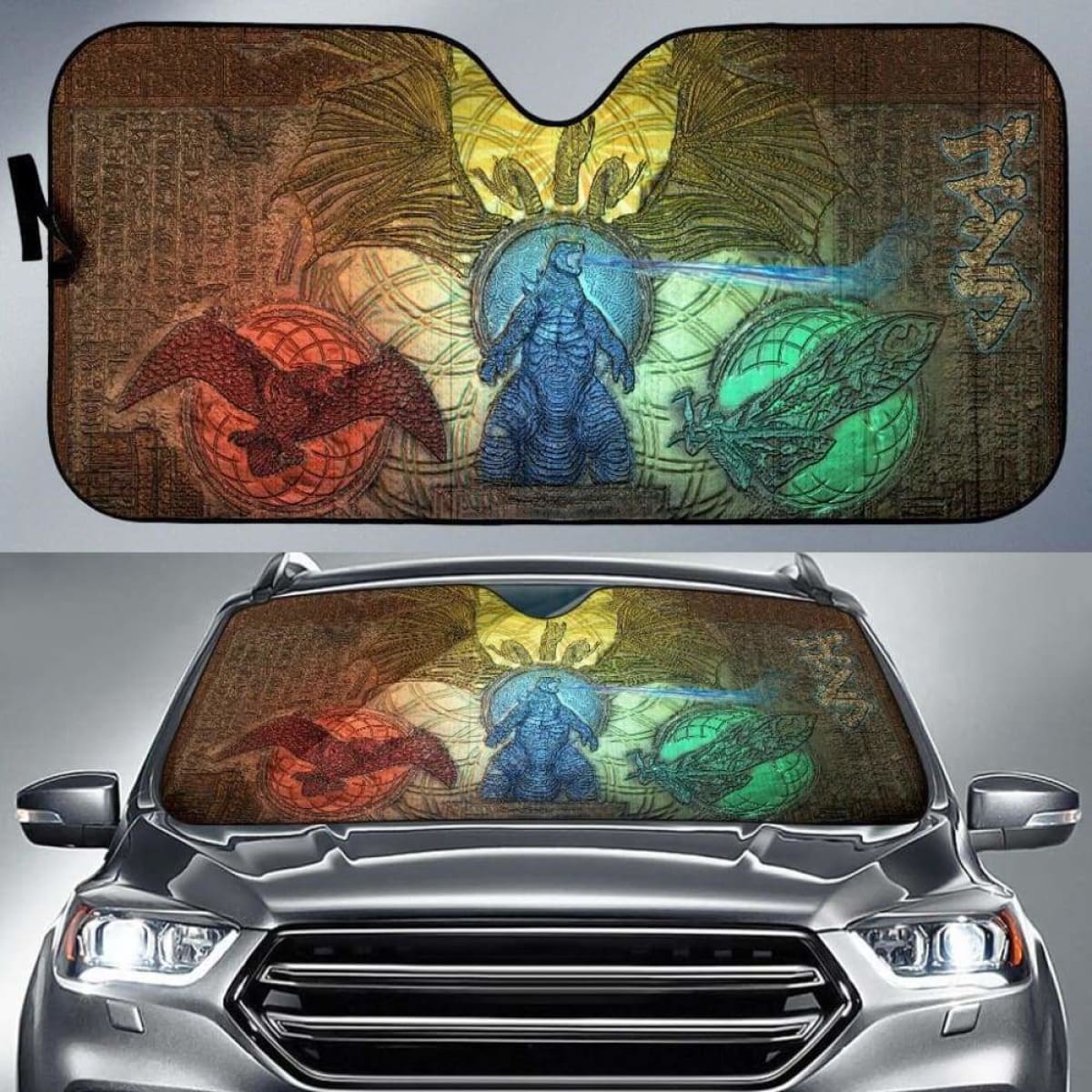 Godzilla King Car Auto Sun Shades Universal Fit 051312