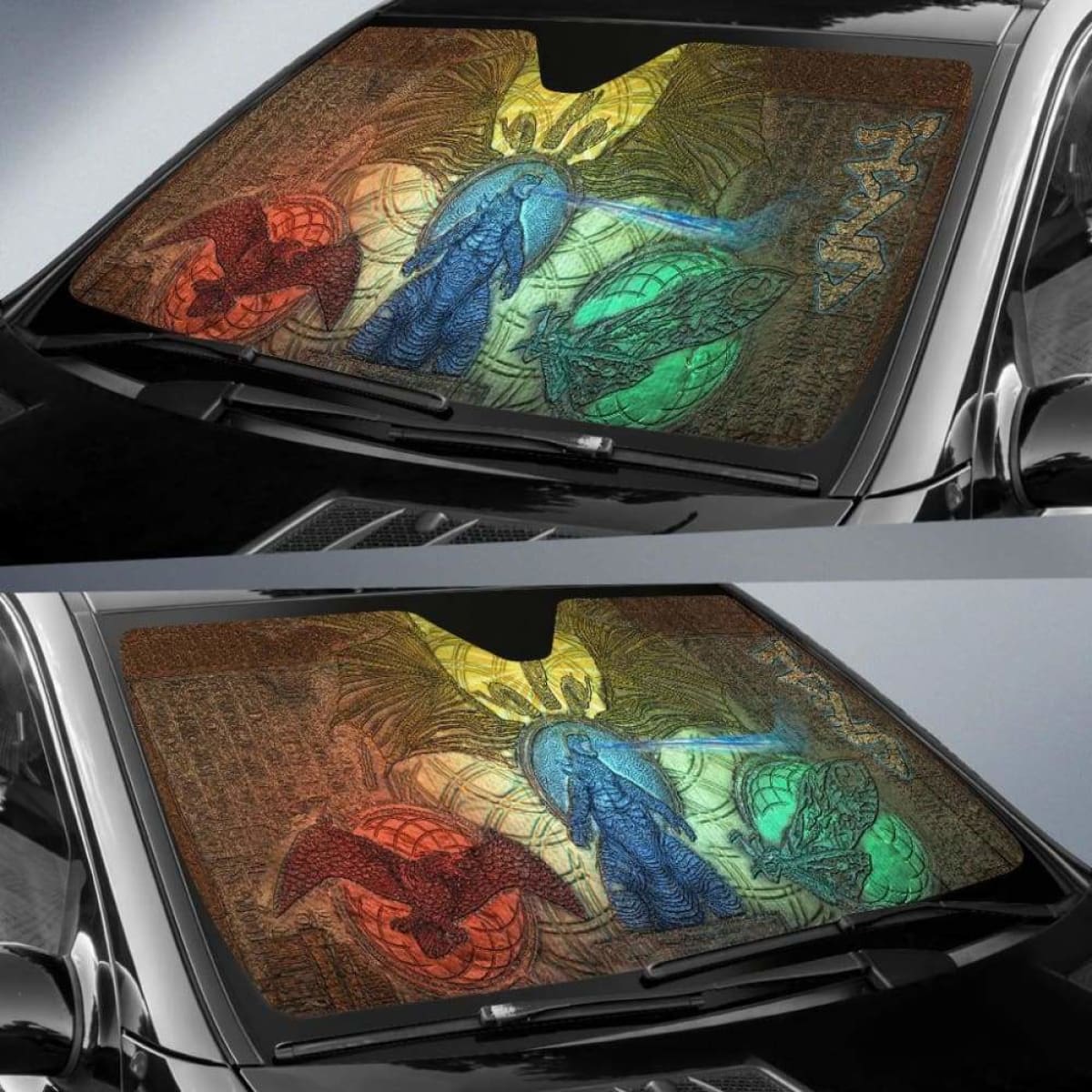 Godzilla King Car Auto Sun Shades Universal Fit 051312