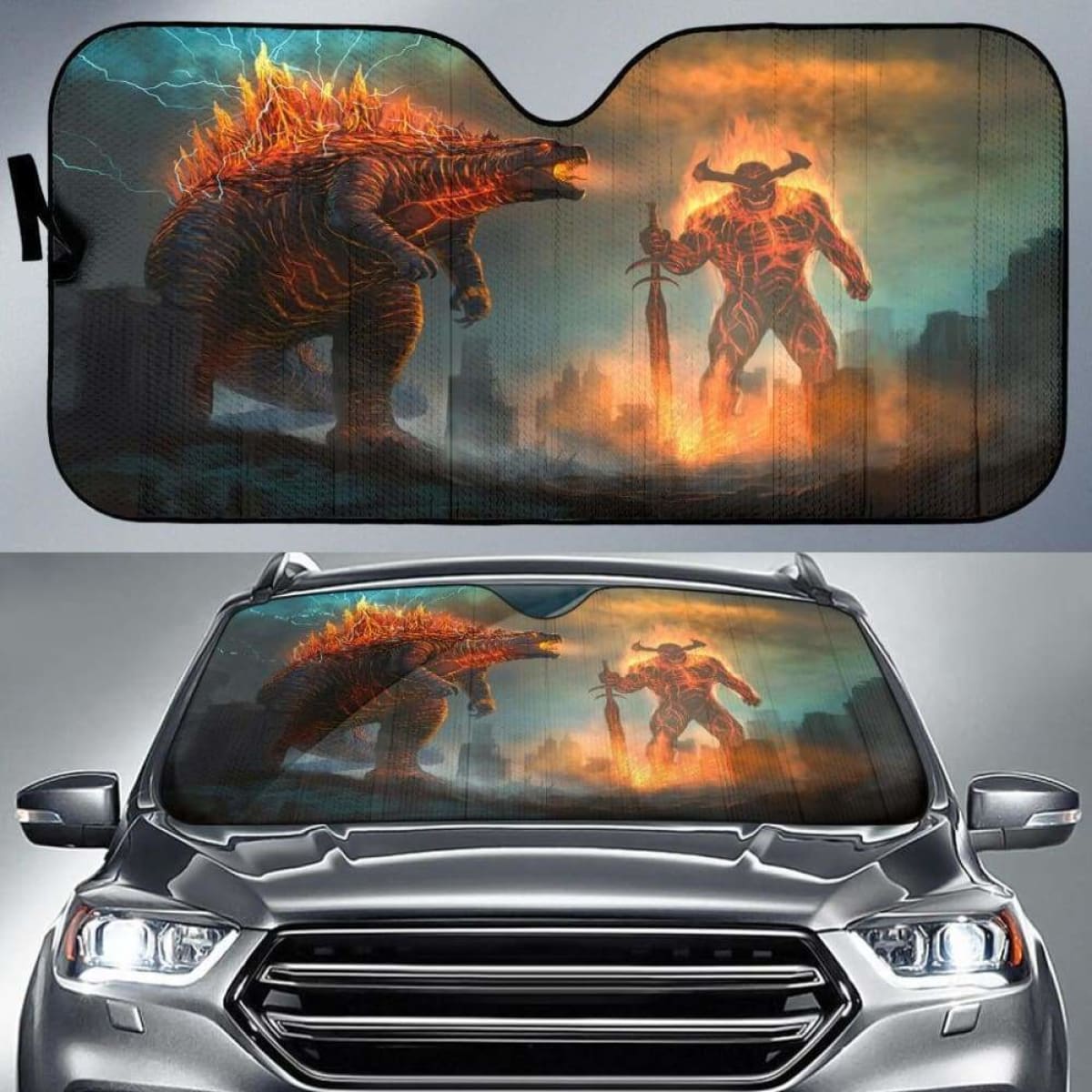 Godzilla Vs Surtur Car Sun Shades 918b Universal Fit