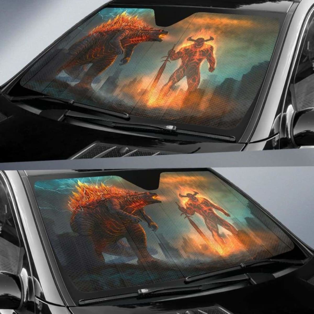 Godzilla Vs Surtur Car Sun Shades 918b Universal Fit