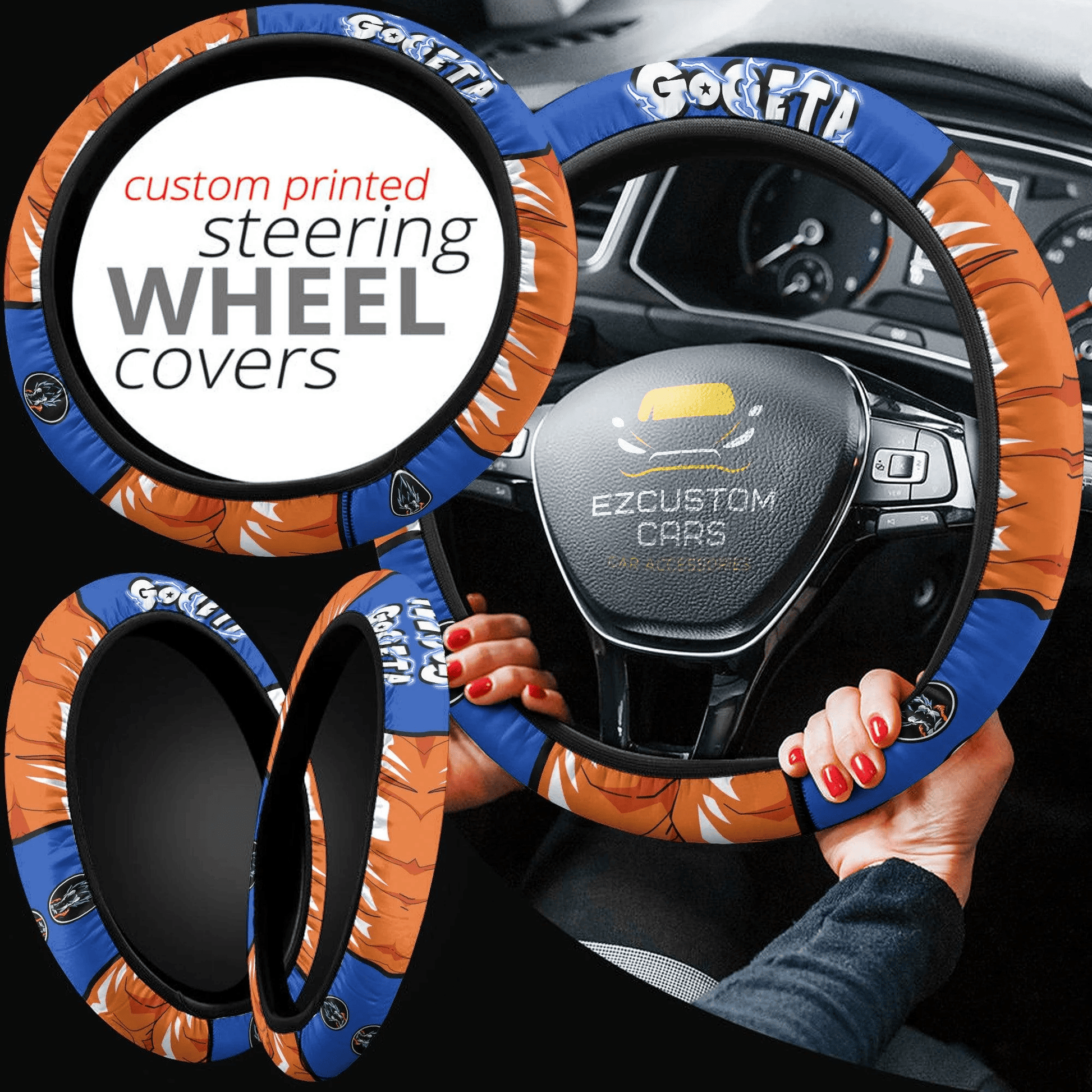 Gogeta Anime Steering Wheel Cover Custom Dragon Ball Anime Car Accessories