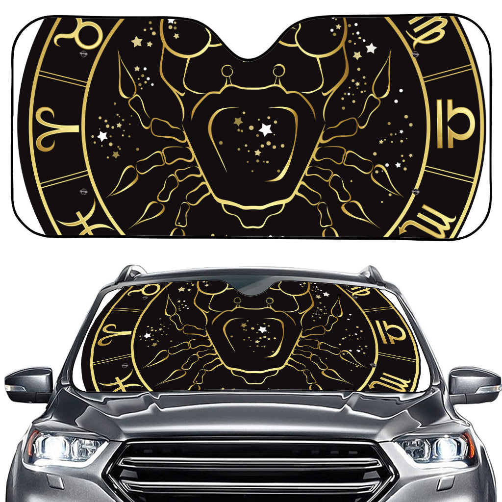 Gold And Black Cancer Sign Print Car Windshield Sun Shade