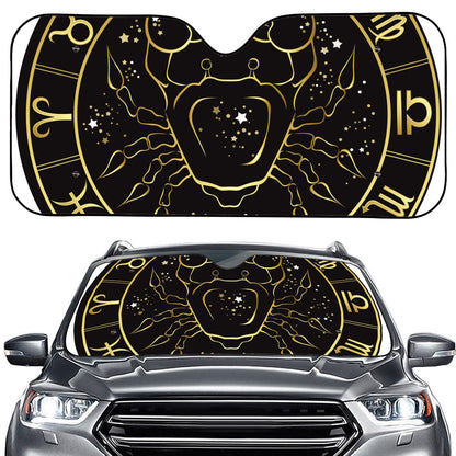 Gold And Black Cancer Sign Print Car Windshield Sun Shade