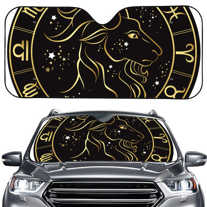Gold And Black Capricorn Sign Print Car Windshield Sun Shade