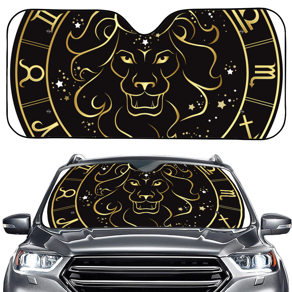 Gold And Black Leo Sign Print Car Windshield Sun Shade